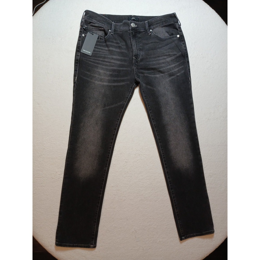 NWT True Religion Rocco Relaxed Skinny Jeans Men's 36x32 Grey Gloomy Wash